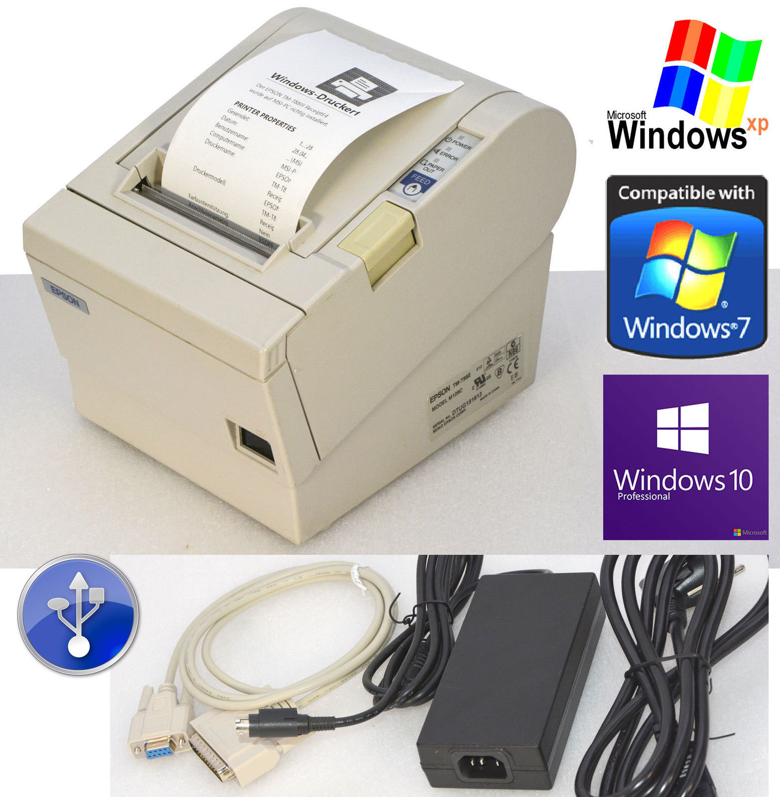 Voucher Printer Document Epson TM-T88III Serial+USB Windows 2000 XP 7 8 10 88-2