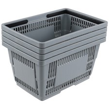 Idotry 4-Pack Shopping Basket w/ Handle 28 L Plastic Grocery Basket Supermarket