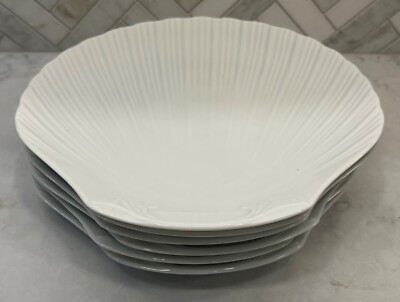 SIX Alpico Classic White Shell Shaped Plates / Dishes