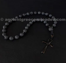 The Ankh Orthodox (v. 33) elite Rosary made of Volcanic Lava stone, Swarovski