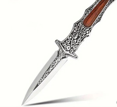 Collectors assisted Opening Dagger. 4.5'' Super Sharp Blade W/ Rosewood Inlay