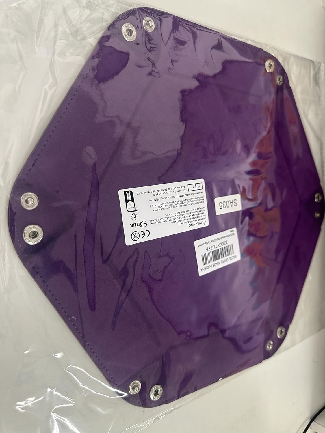 SIQUK Double Sided Dice Tray, Folding Hexagon PU Leather and Dark Violet 