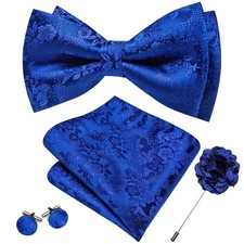 Barry.Wang Bow Ties for Men Floral Silk Pre-Tied Bowtie Pocket Square Cufflin...