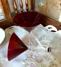 Circleware Ruby Red Hand-Blown Martini Glasse...