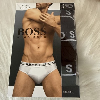 Hugo Boss $45 NEW Mini Brief XXL Cotton Stretch Black 3 Pack 2XL underwear