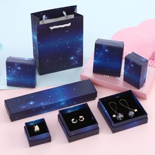 Dark Blue Paper Jewelry Gift Box Fashion Storage Organizer Display Case