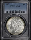 1887 Morgan Dollar PCGS MS-64 - Smoky Blue & Sunset Hue Reverse Crescent Toning!