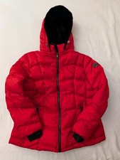 Nautica Women's Red Faux Fur Removable Hooded Full Zip Puffer Jacket Coat XXL