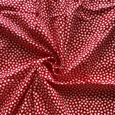 Vintage Red & White Cotton Fabric 1.75 Yd x 44 In NOS Cranston Print Works