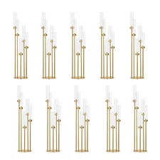 Gold Floor Candelabra,5 Arm Candle Holder Tall Floor Candle Holder with Acrylic