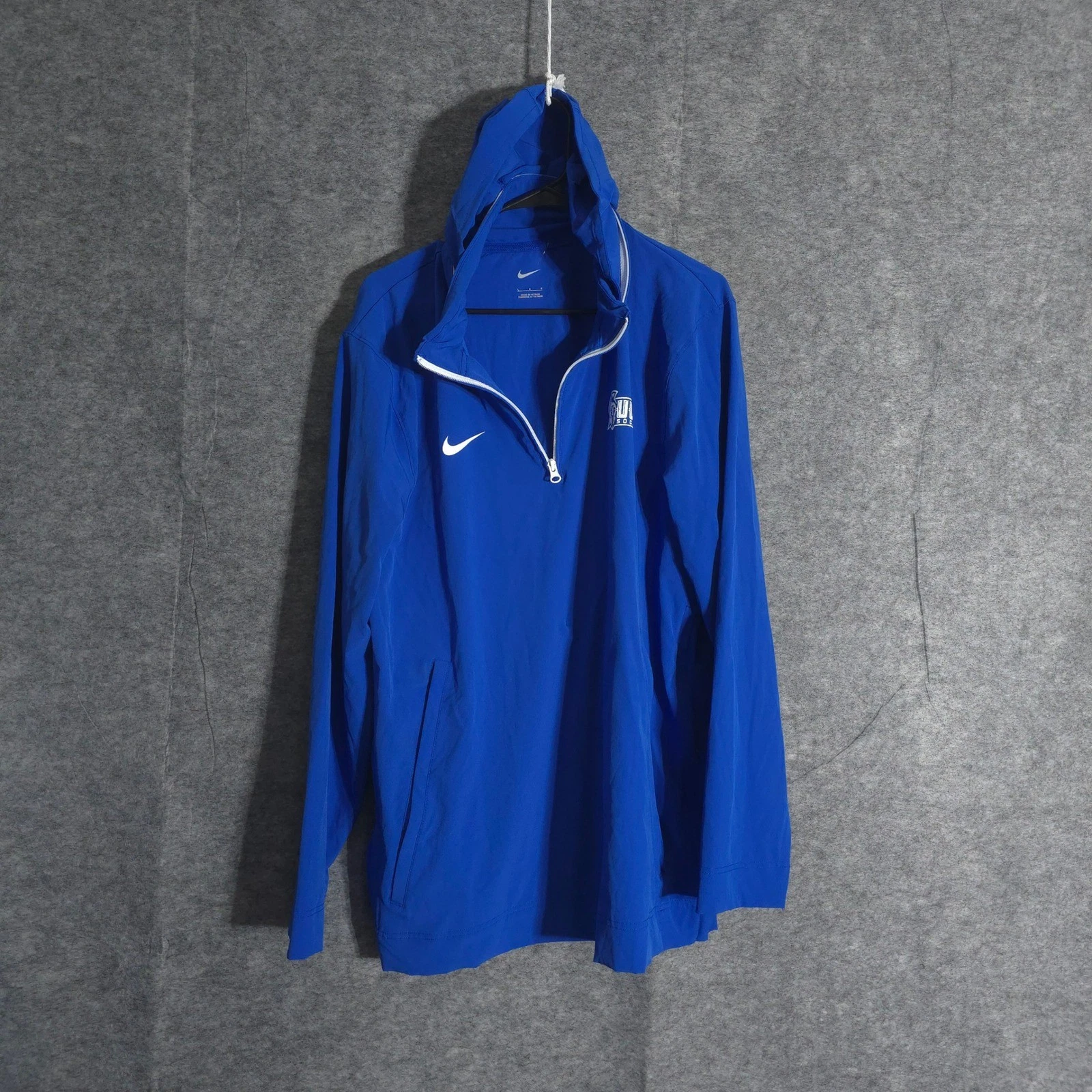 Nike Pullover Jacket Windbreaker Lightweight Men's L Blue 1/2 Zip UWWF Soccer