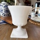 E.O. Brody Co. Vintage White Milk Glass 7” Tall Footed Vase/Planter/ Grecian Urn