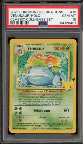Pokemon Venusaur Celebrations Classic Coll. Base Set Holo Rare #15 PSA 10