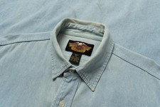 Men Harley Davidson Shirt Turquoise Cotton 42 / XL