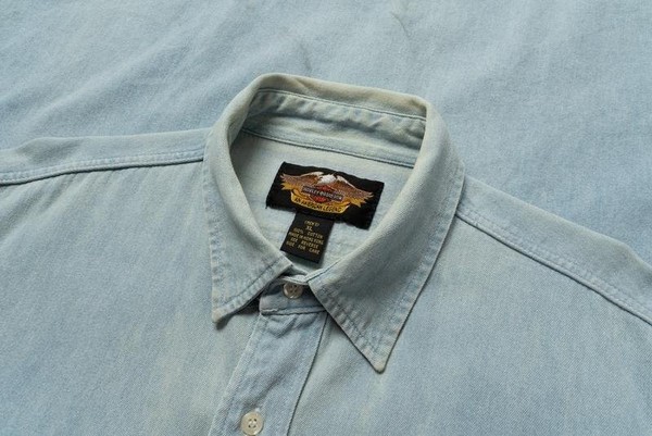 Men Harley Davidson Shirt Turquoise Cotton 42 / XL