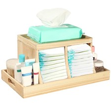 Diaper Organizer, Wooden Diaper Caddy Organizer, Changing Table Organizer, Di...