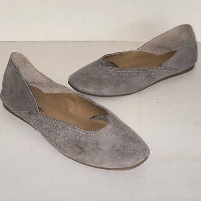 Lucky Brand Alba Gray Suede Leather Slip On Flats Womens Size 7