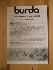 Burda Abplättmuster Nr. 605/20, Blütenmotive für Schatten- oder Buntstickerei