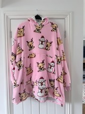 Pink reindeer and snowman Oodie Sleep Tee - The Oodie 