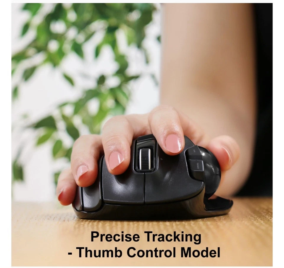 ELECOM EX-G Trackball Mouse 2.4GHz USB Wireless M-XT3DRBK Ergonomic Right Hand - Image 2 of 4