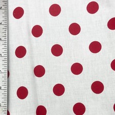 White Red Polka Dot Cotton Fabric Large Dot Quilt By Yard