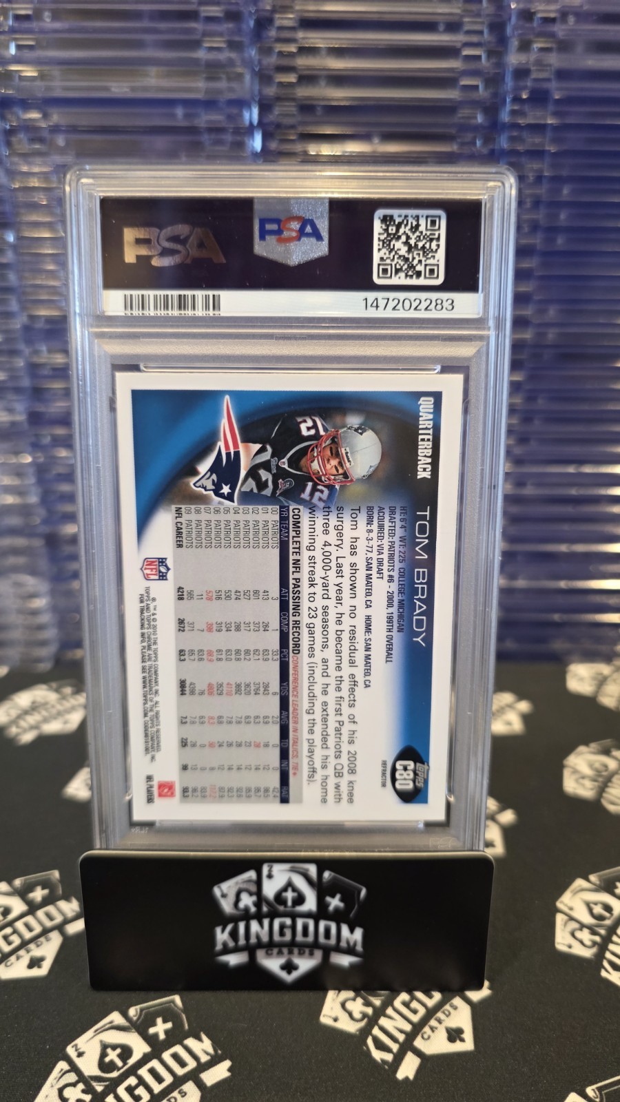 Tom Brady X-Fractor #C80 PSA 8 NM-MT Patriots GOAT 2010 Topps Chrome view 2
