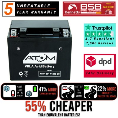 YTX12-BS - Atom wartungsfreie Batterie für Yamaha TRX 850 96-99