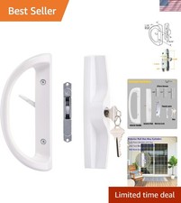 Sliding Patio Door Handle Set with Mortise Lock Key Cylinder for Aluminum, Vi...