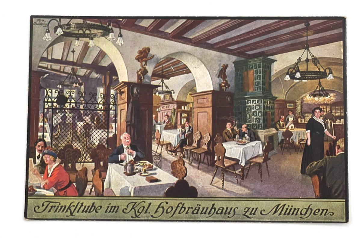 Munich Hofbräuhaus Postcard Beer Hall Interior Johann Panzer Germany