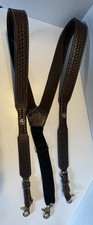 Nocona Belt Co. Basketweave Embossed Leather Suspenders