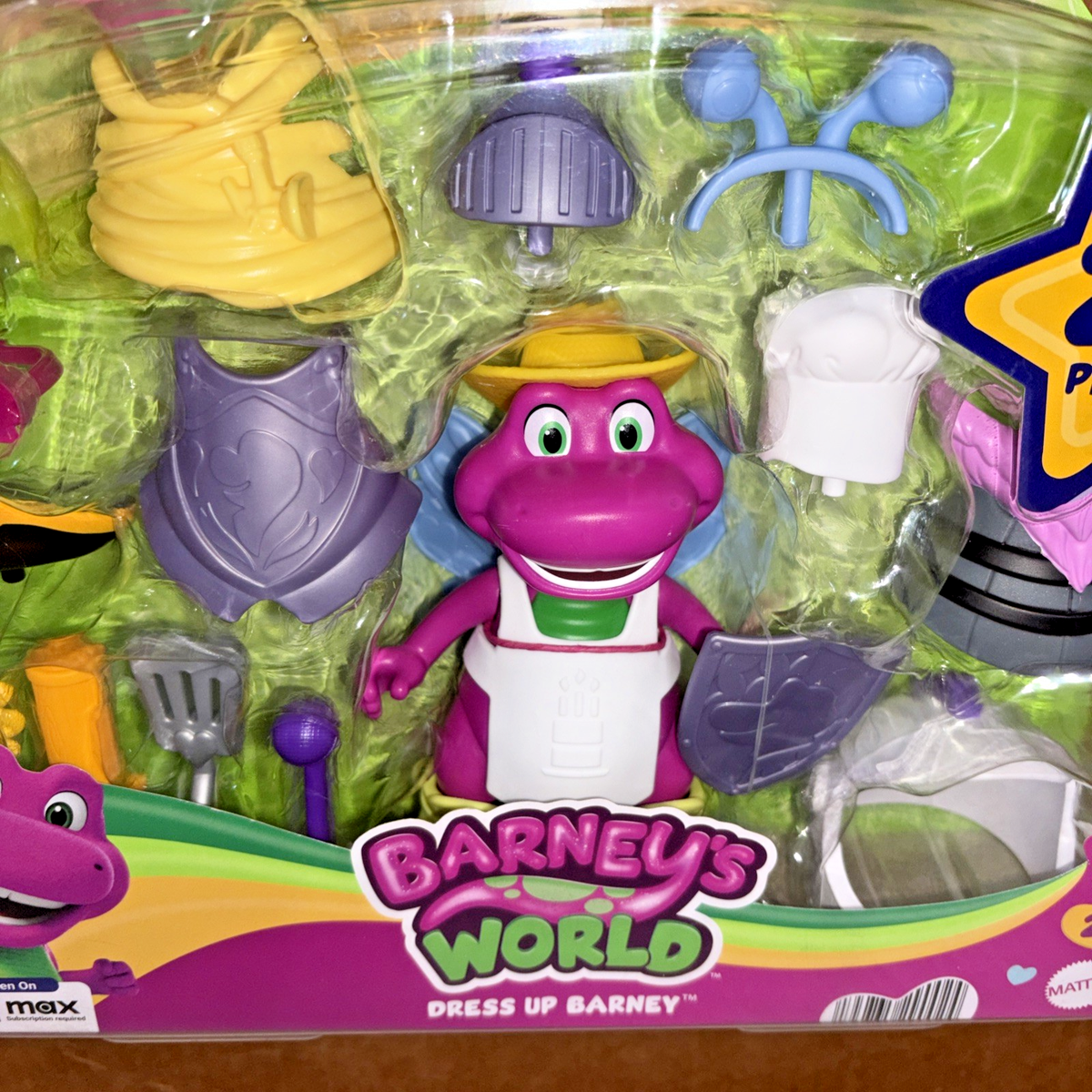 Fisher Price Mattel Barney's World Dress Up Barney 20 Pc Set Ages
