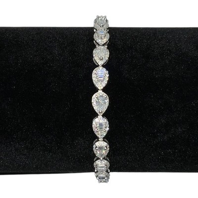 Silber Träne Moissanit Damen Tennis Armband 7,5  5,15Ct 5mm 11g GRA 925