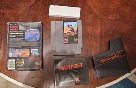 NES CIB Mach Rider w/ Box & Manual, Early - No Rev. A With Unpunched Hangtab