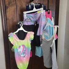 New Girls Sz L 10/12 Clothing Bundle 7pc Lot 8G Capri Skorts Shorts Top Swimsuit