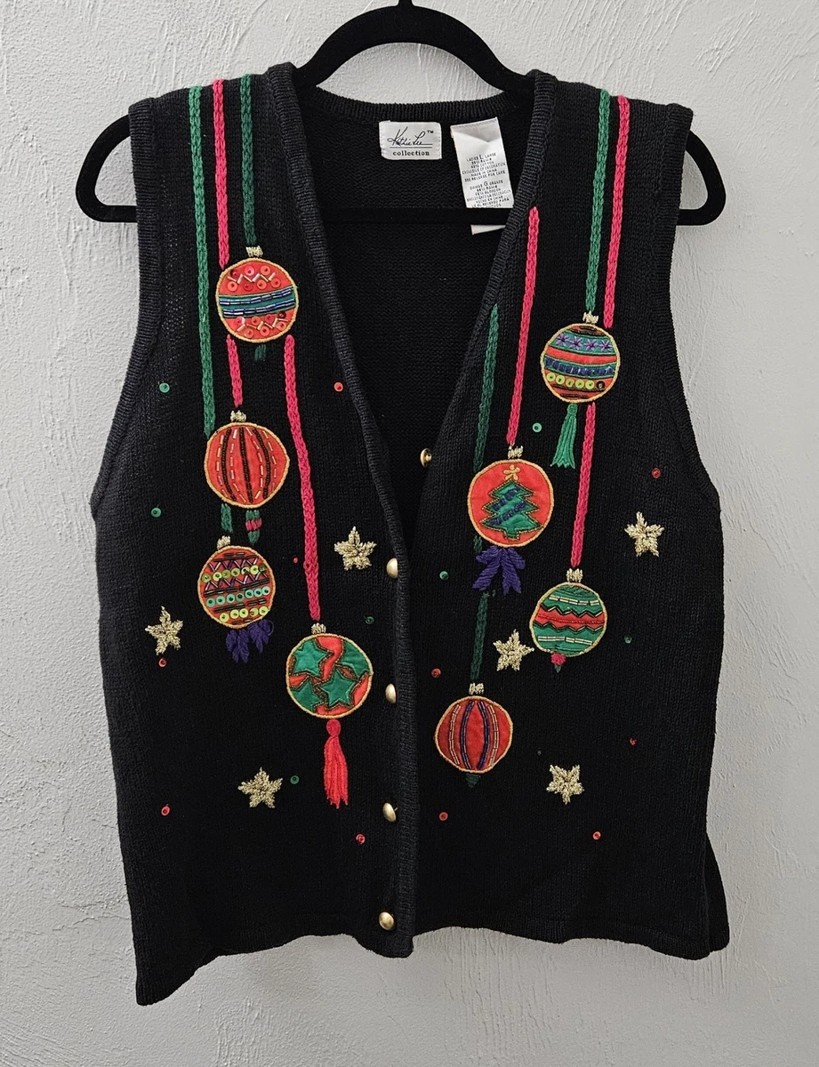 Pull Gilet Femme Kathie Lee à Nœuds - Thème Fête De Noël Gaudy - Taille S - Occasion Bon état