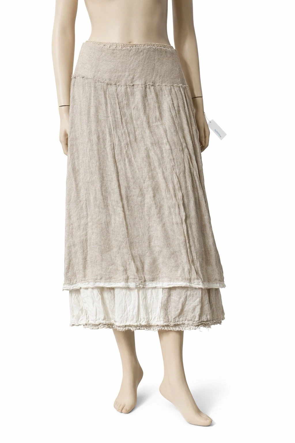 Trelise Cooper Linen Skirt Size 12 NWT Dune Layered Raw Hem Designer $623