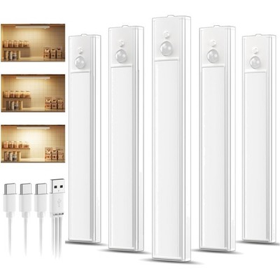5 Pack wiederaufladbare Unterbauleuchte Küche led, 20cm Dimmbare Warme Schran...