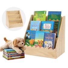 Kids Bookshelf for Toddlers, 3-Tier Scallopeden 16.5 16.5 10.6in Wood
