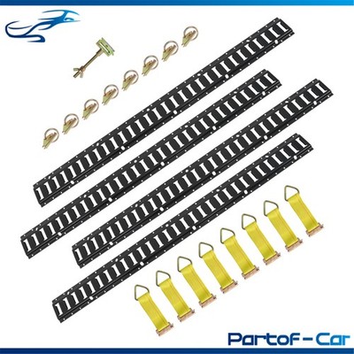 21PCS E-Track System 4x 5 Foot Rails D-Rings O-Rings Spare Tire Mount Black