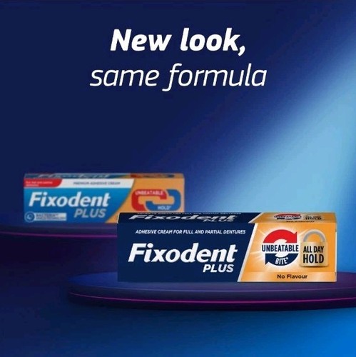 6x Fixodent Plus Denture Adhesive Cream Unbeatable Best Hold 40g Flavour Free - Picture 3 of 6