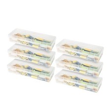 USA Pencil Case Box Storage Container for Organizing with Snap Large - 6 Pack
