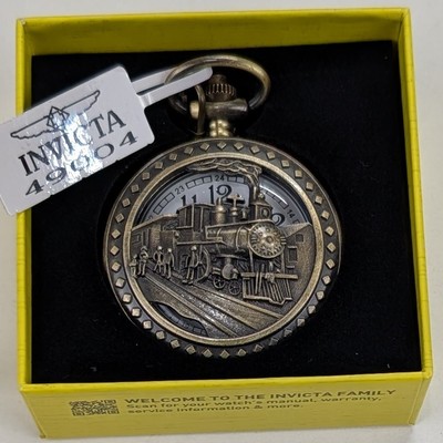 NEW Invicta Vintage Locomotive Pocket Watch - 47mm, Bronze (49004) #0504 Invicta Vintage Locomotive Train Pocket Watch 47mm Gold  main image 3