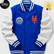 New Era MLB Wordmark Varsity Jacket NY Mets Jacket | FAST SHIP | FREE RETURNS |.
