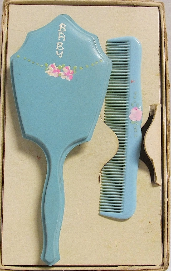 Vintage Baby Brush And Mirror