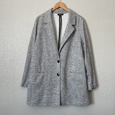 Torrid Plus Sz 3x Heather Gray Studio Double Knit Boyfriend Longline Blazer