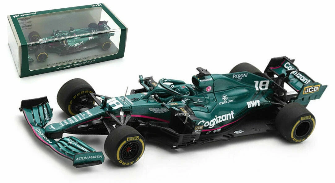 Spark S7673 Aston Martin AMR21 #18 Bahrain GP 2021 Lance Stroll 1/43 Scale F1