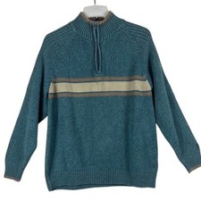 Columbia Long Sleeve 1/4 Zip Pullover Sweater Mens Size XL Green Brown Heavy