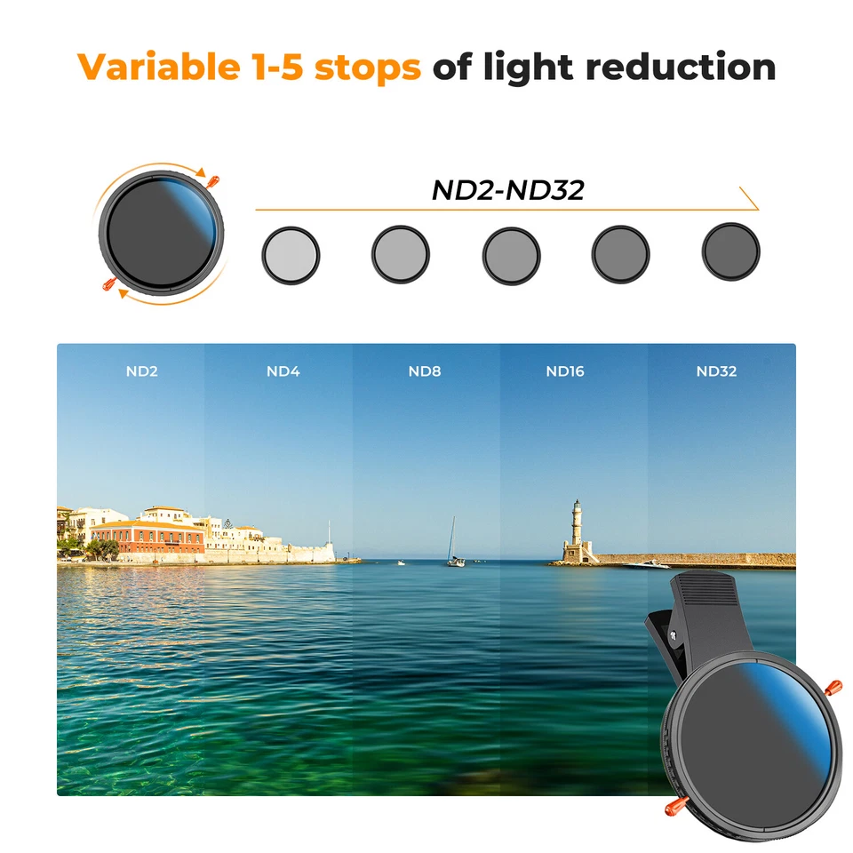 K&F Concept Phone Lens Filter 52mm Thread Clip 2 in 1 CPL ND2 to ND32 C VND - Image 4 of 4