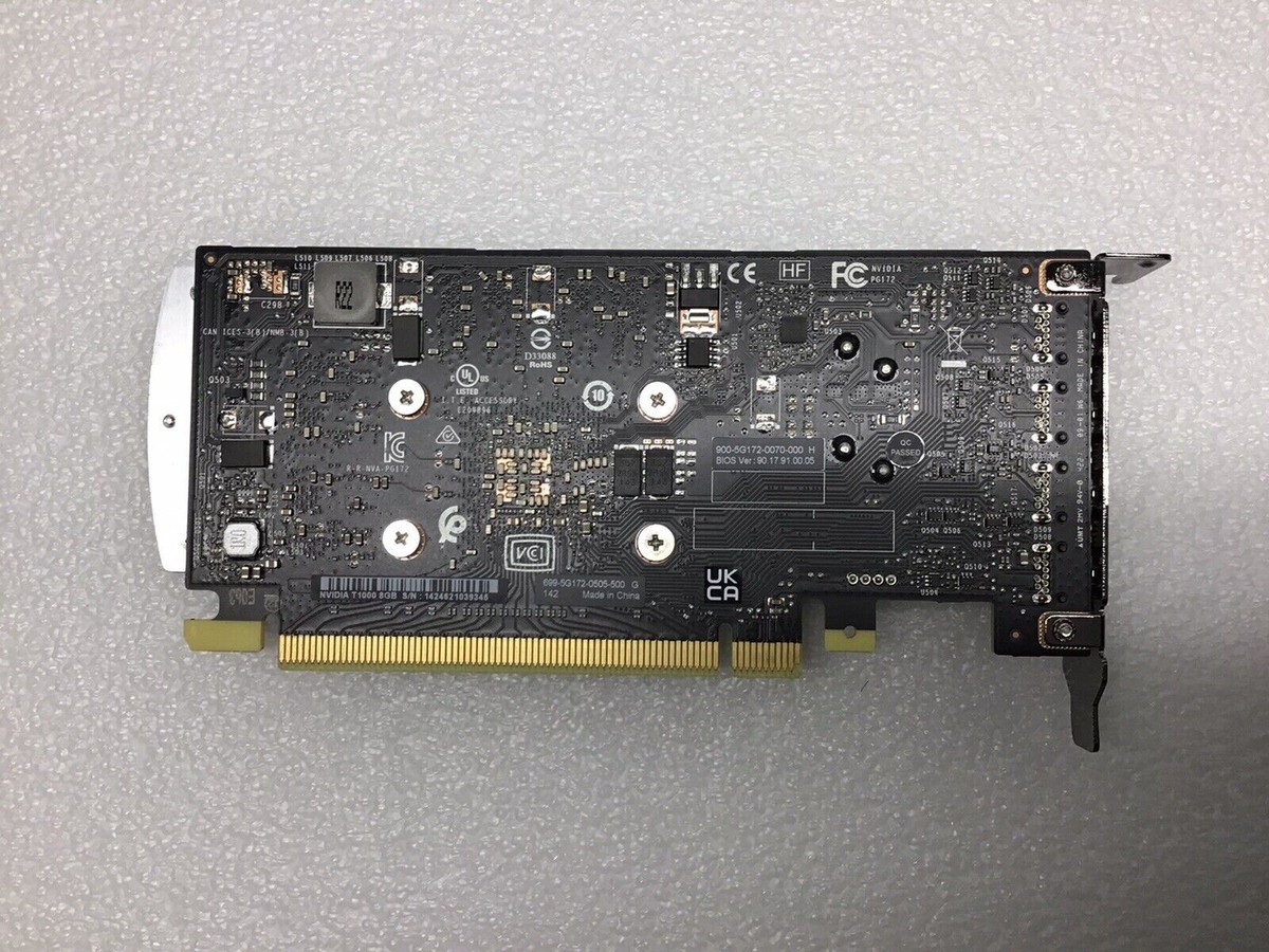 NVIDIA T1000 8GB GDDR6 VRAM PCIe 3.0 x 16 Low Profile NVIDIA T1000 8GB GDDR6 VRAM PCIe 3.0 x 16 Low Profile
