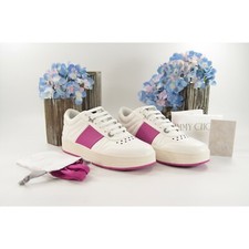 Jimmy Choo Hawaii Fuchsia Stripe Leather Flatform Sneakers 38 NIB 595